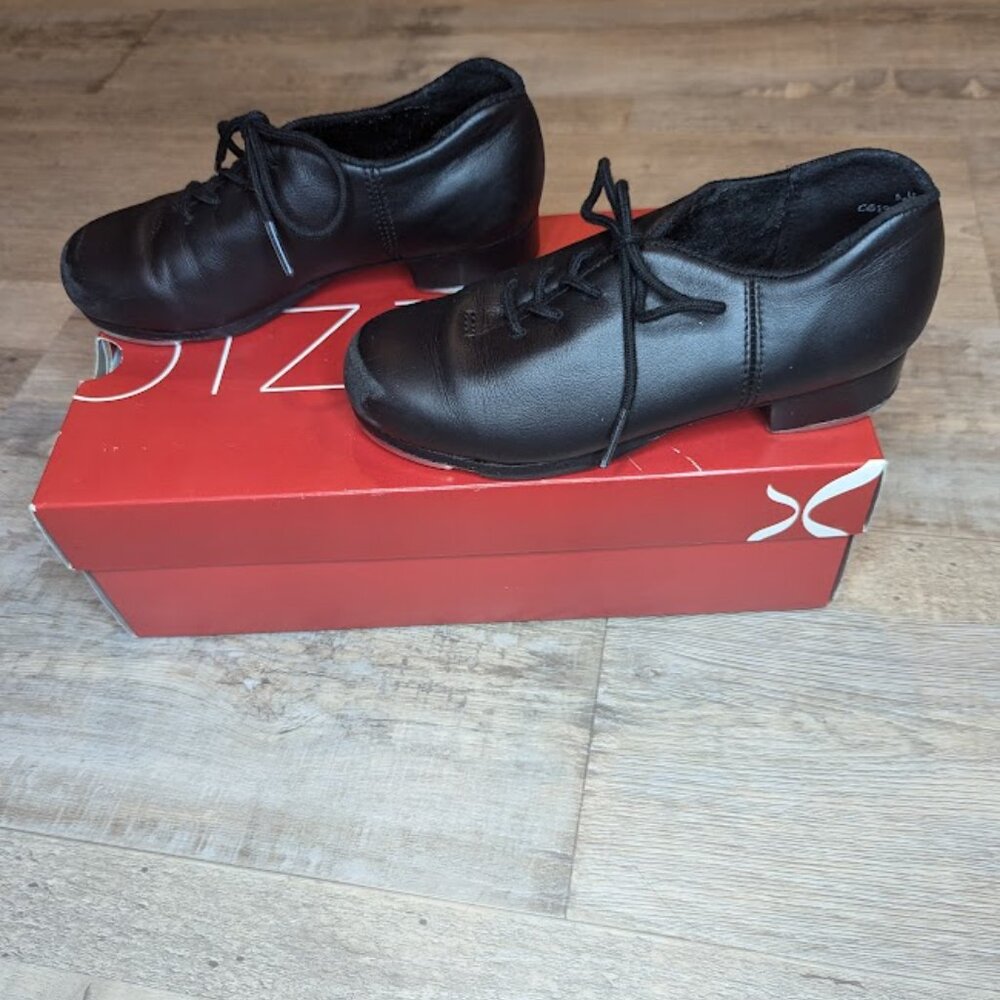 Capezio Cadence Tap Shoes Child Size 12M Black CG19C Tele Tone Taps VGUC